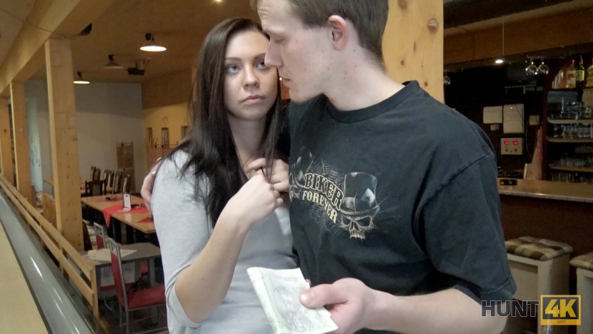 The girl watches the blowjob