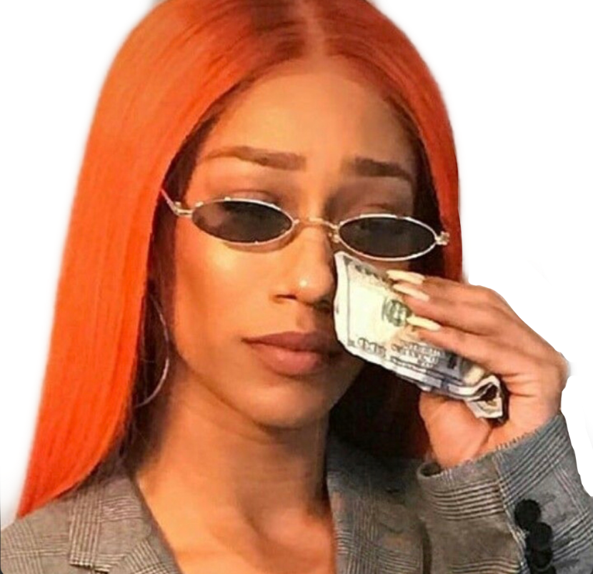 Girl with glasses with money