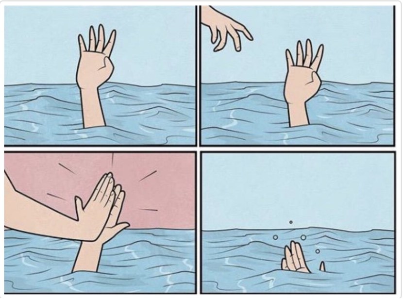 The man sinks a joke