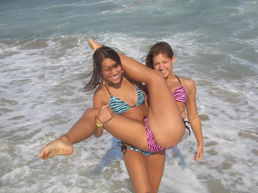 Drunk girl in a swimsuit