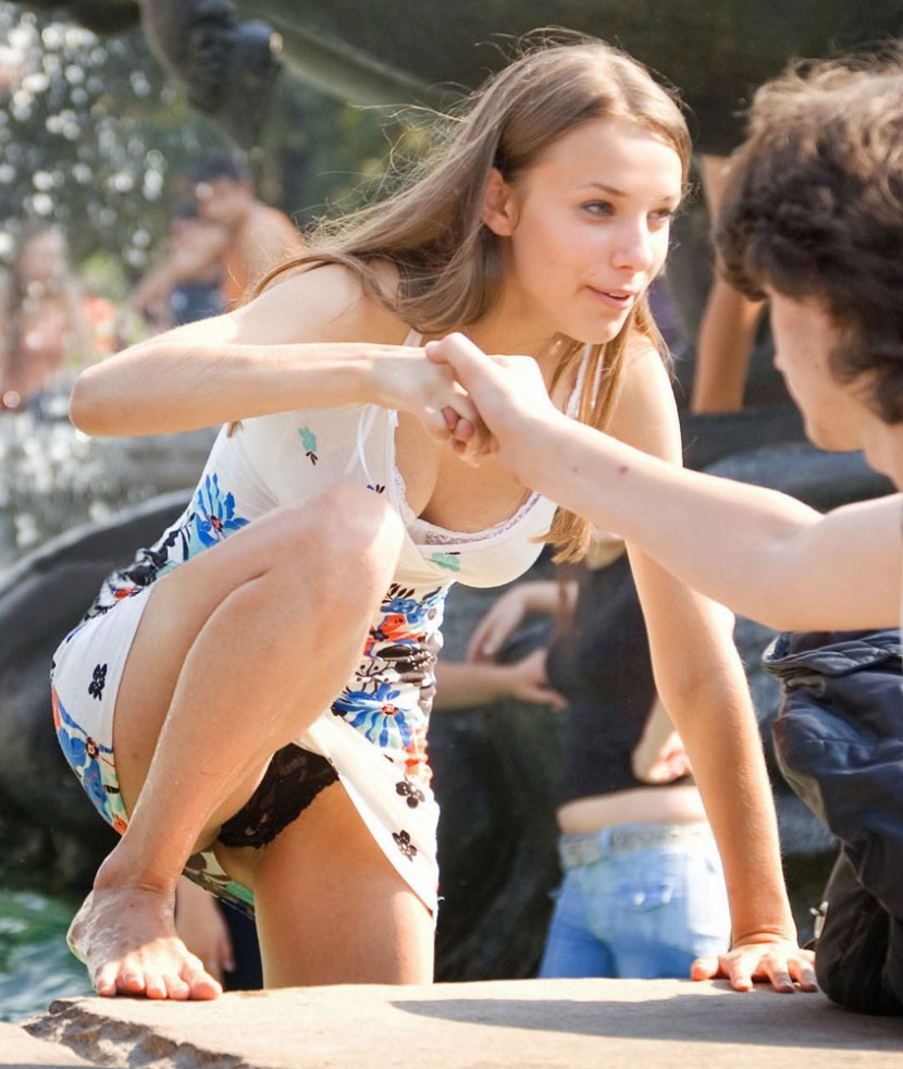 A teenager girl lit up