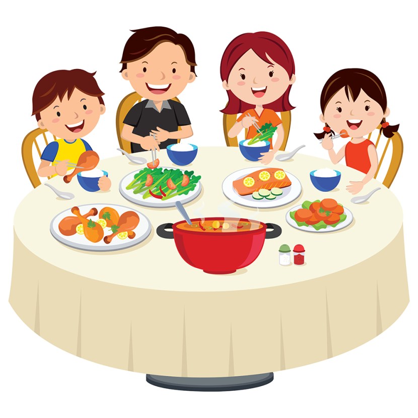 Children at the table on a transparent background