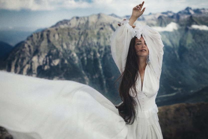 Beautiful girl in the mountains