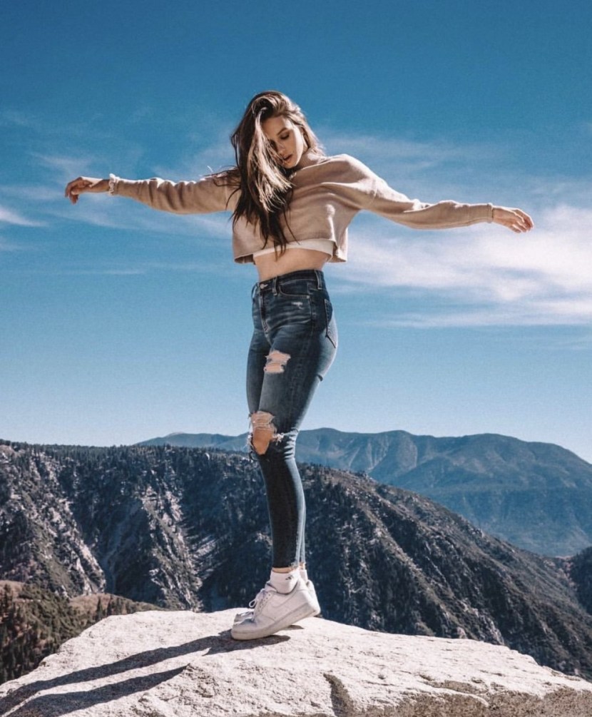 Happy girl in the mountains