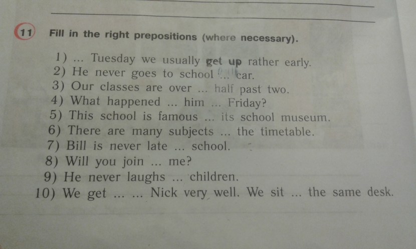 Text Fill in the Prepositions and Write