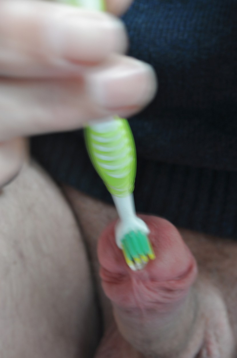 Masturbation with a toothbrush