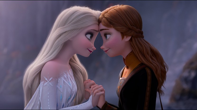 Elsa and Anna with her hair loose