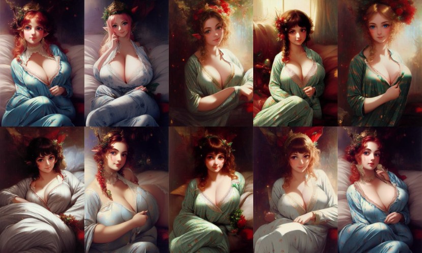 The neural network painted girls with big breasts