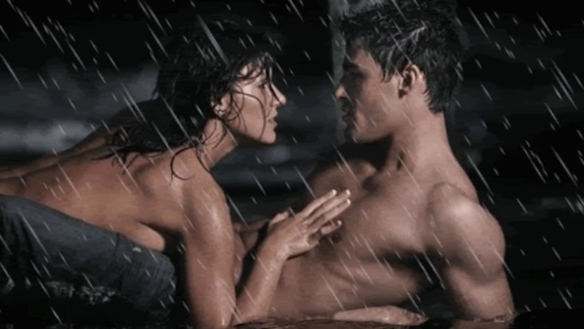 Naked beauties in the rain