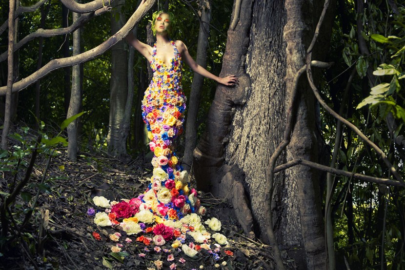 Girl in a dress of flowers