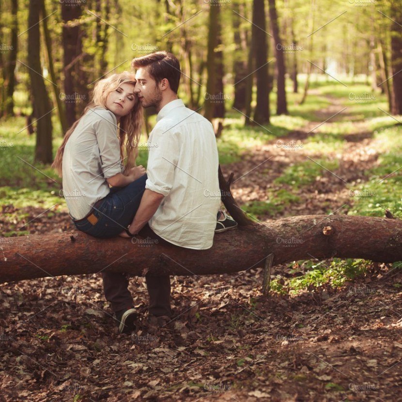 In love pair in the forest