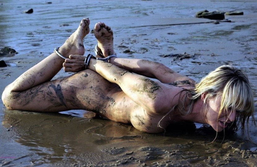 Naked women with dirty legs