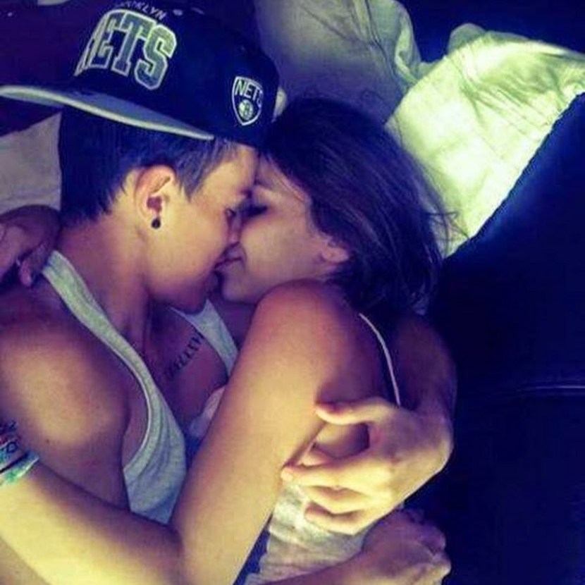 Tender kiss in the neck