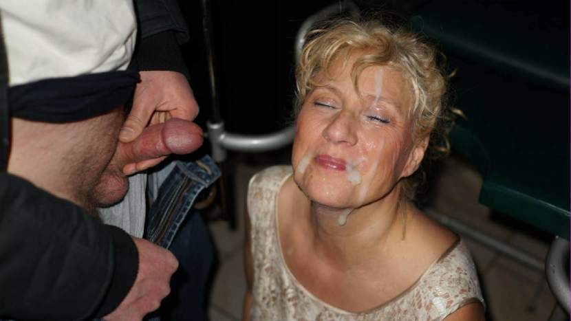 Mature blonde cums in the mouth