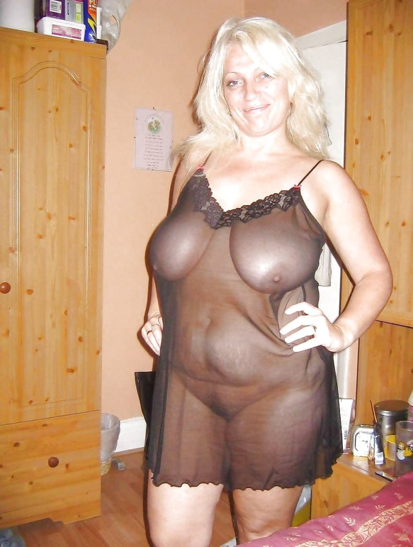 Mature hairy in transparent underwear