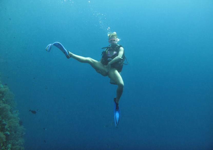 Pornstar with scuba gear