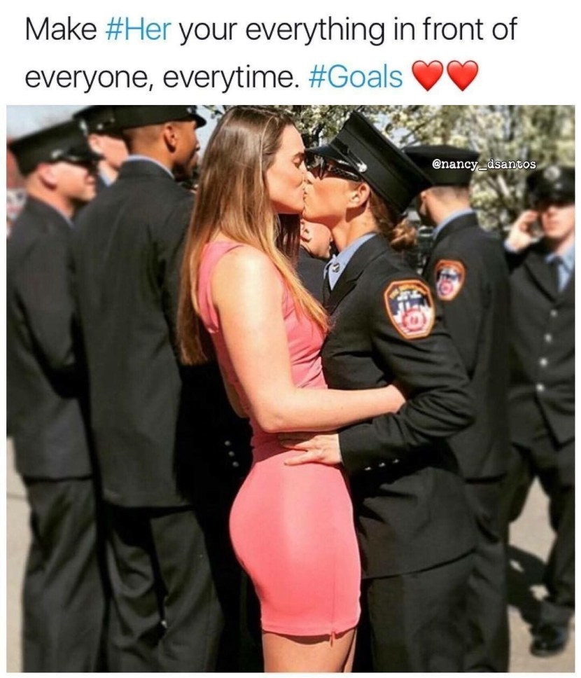 The policeman searches the girl