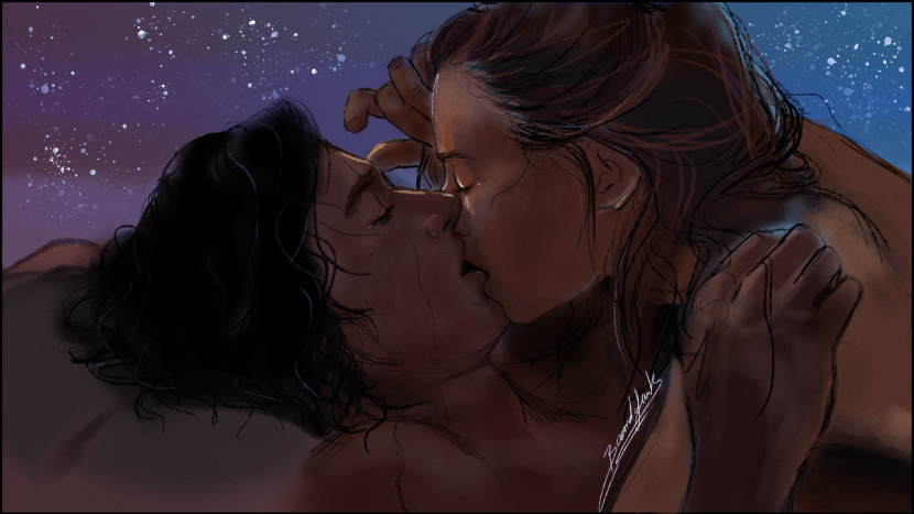 Kylo Ren and Rey kiss