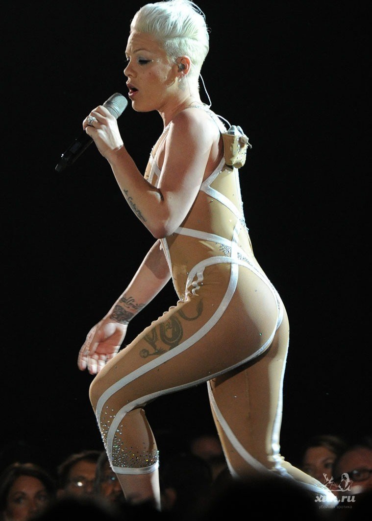 Pink singer on stage