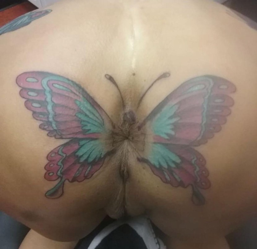 Babochka tattoo on the anus