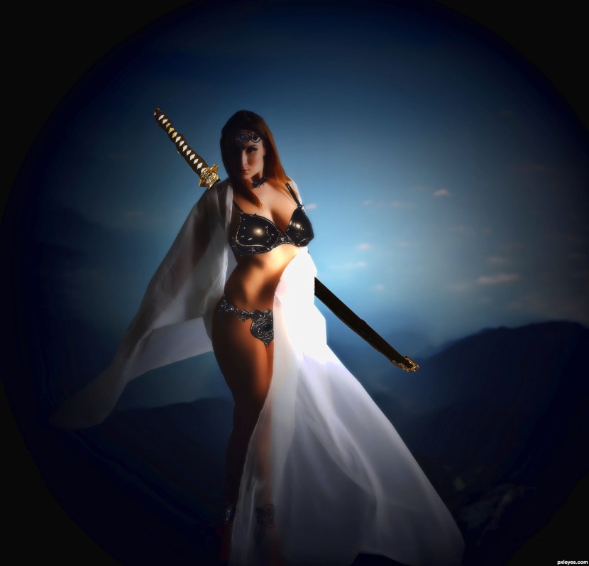 Beautiful girl with a sword