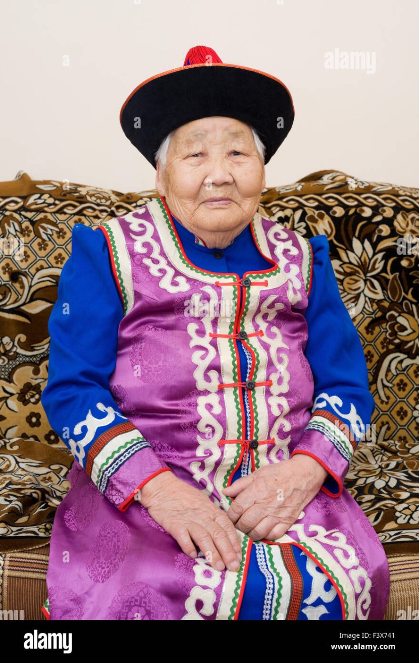 Elderly Mongolian in a national suit