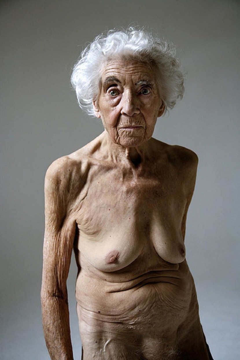 Naked elderly women from below