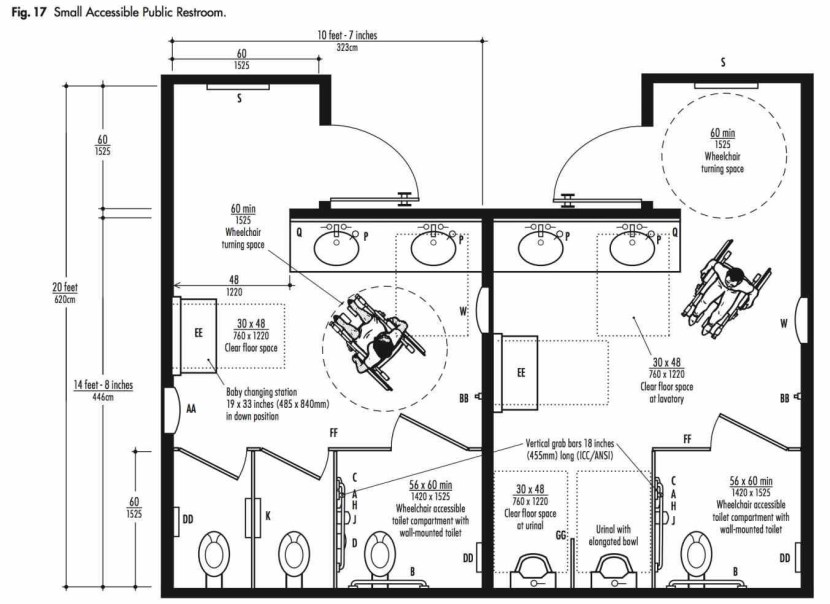 Public bathroom drawing