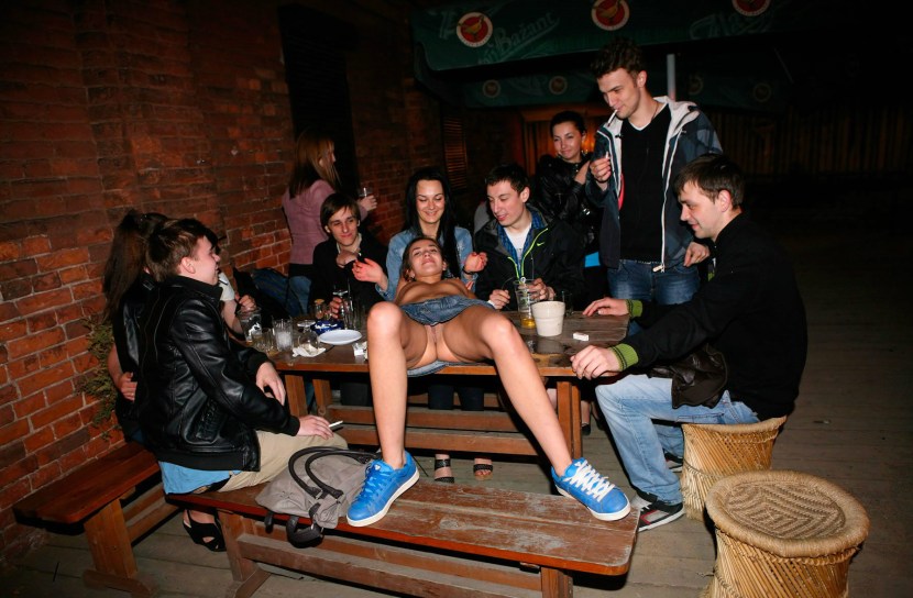 Undressed in a summer cafe