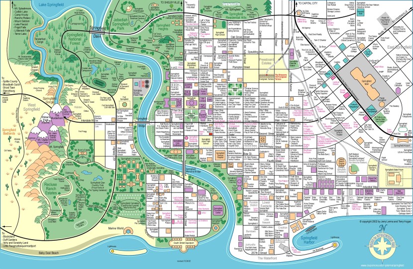 Simpsons map of the city of Springfield