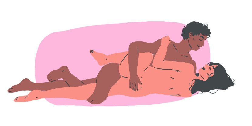 Pose scissors between a man and a woman