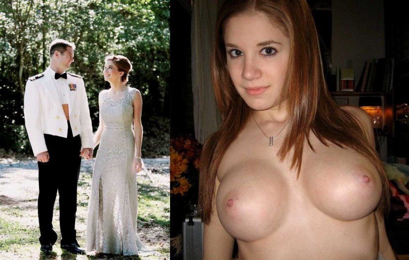 Naked women in a wedding dress