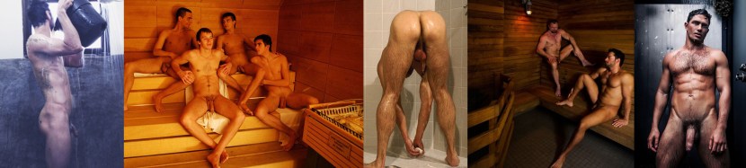5-A-Side Men's Nude Football Team Full-Frontal Naked in Sauna Showers UK