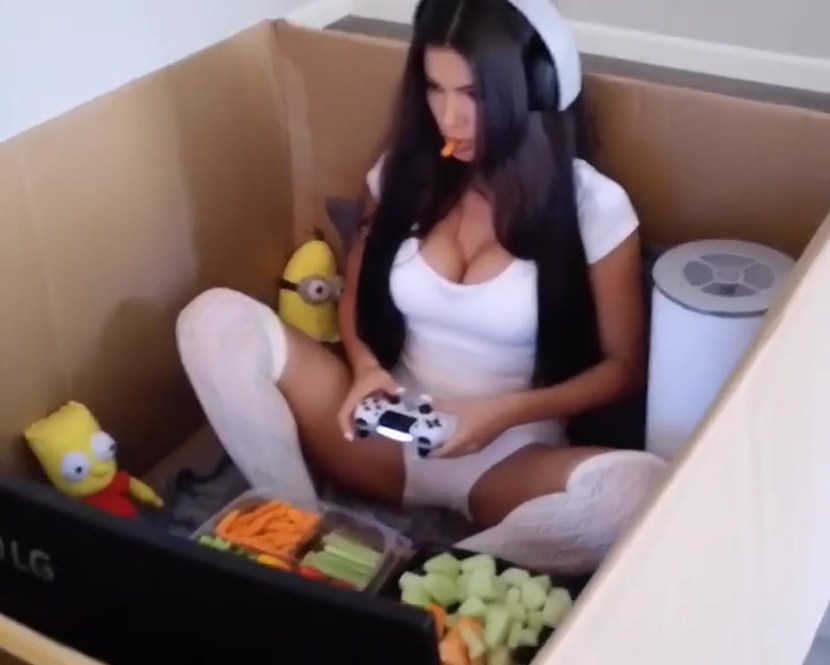 Girl in the swimsuit of the priest