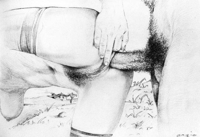 Perverts drawings with a pencil