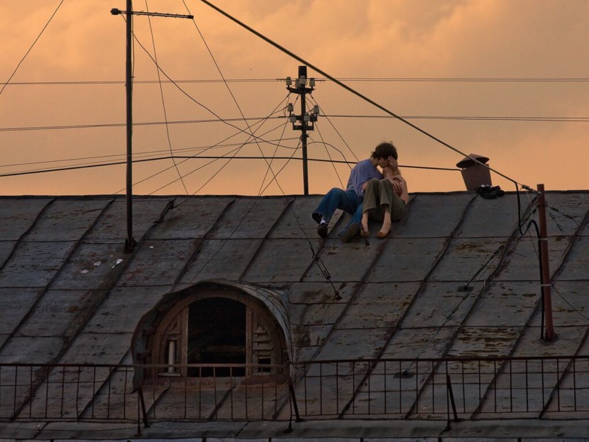 On the roof of the house