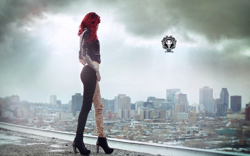 Girl on the background of a metropolis