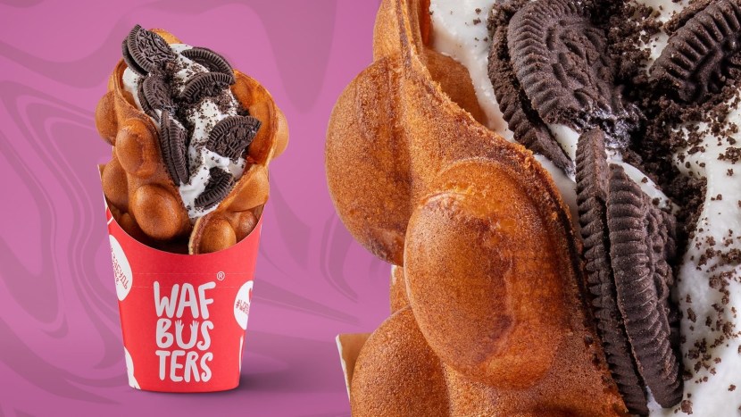 Belgian waffles sandwich