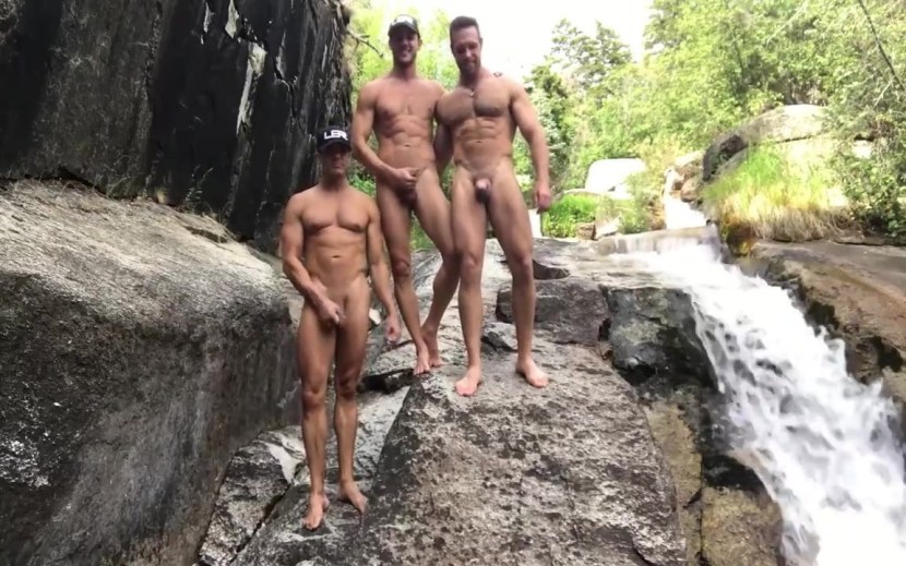 Naked guys in the nature of the gangbang