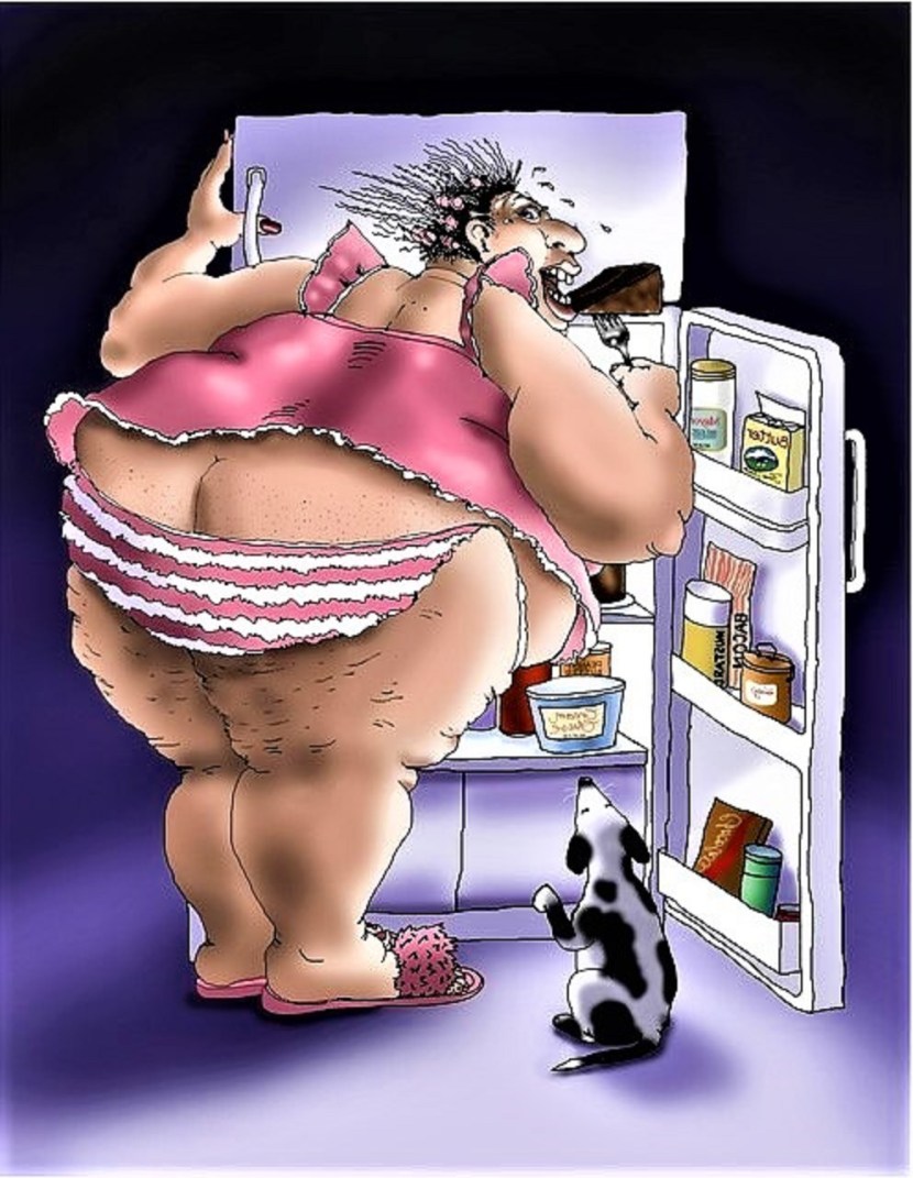 Caricatures on thick women