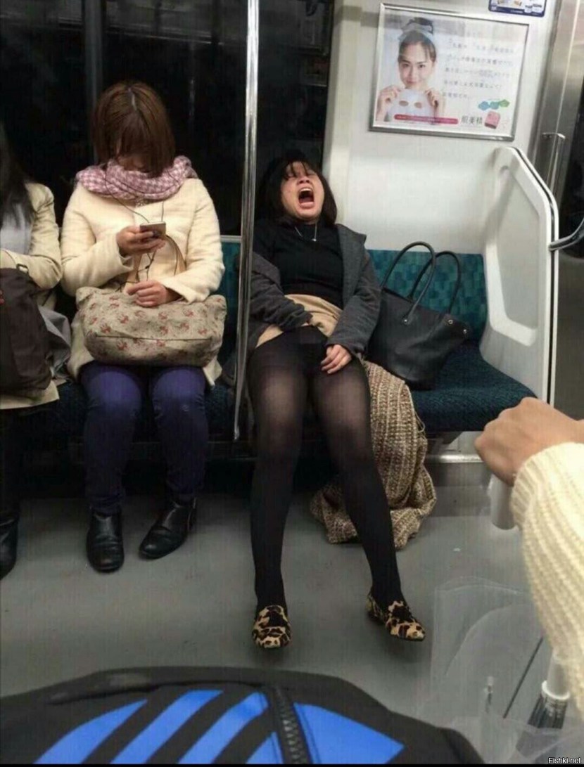 Drunk women in public transport