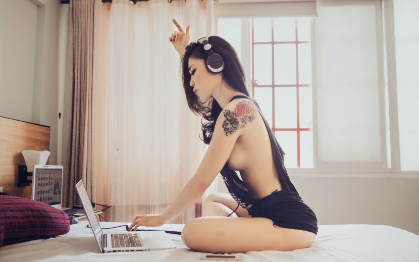 Sexy girl in headphones