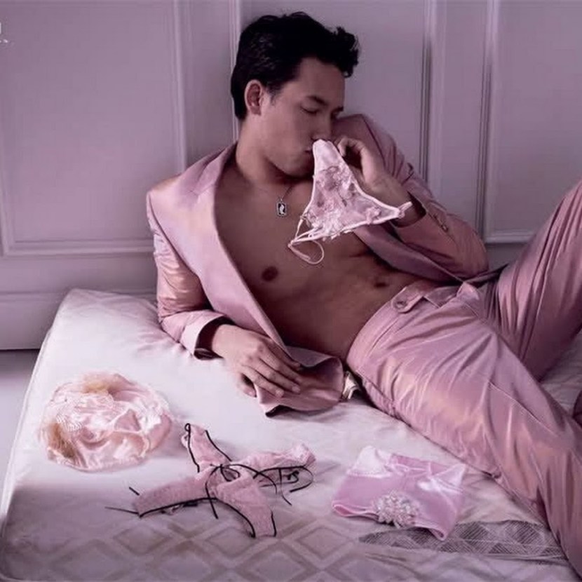 Man sniffs female panties