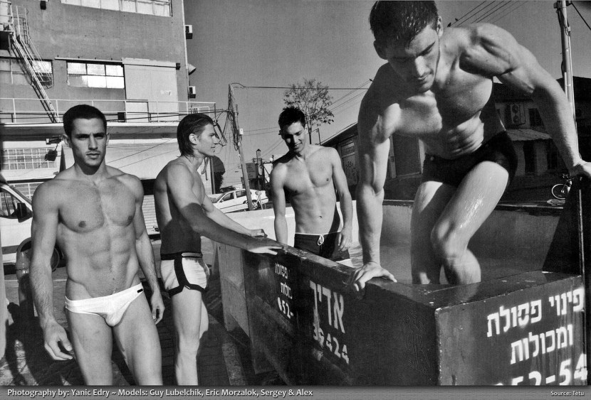 Soviet guys in swimming trunks