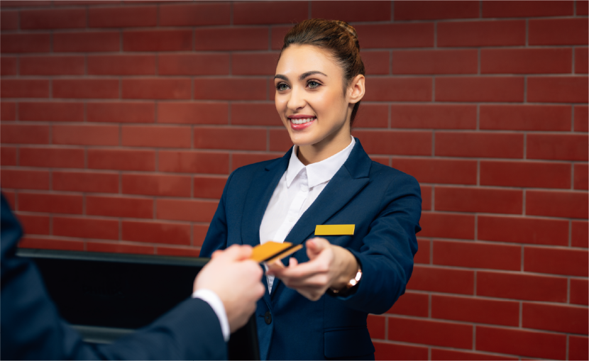 Secretary and visitor