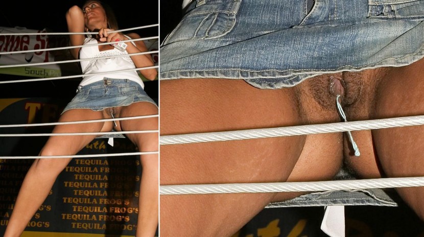 Girl without panties on a bicycle