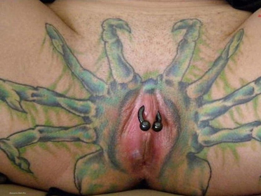 Women's intimate tattoos on genitals