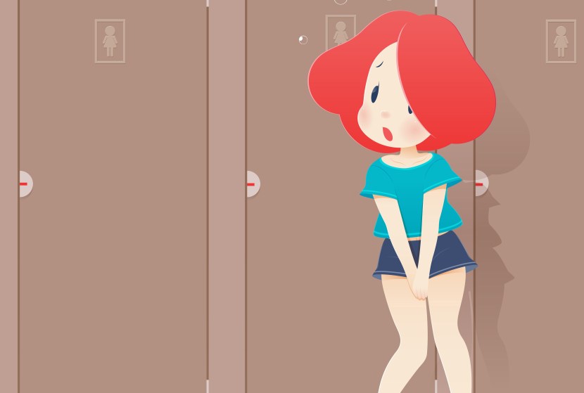 Girl in the toilet drawing