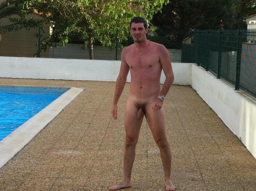 Naked guys swimmers in the pool