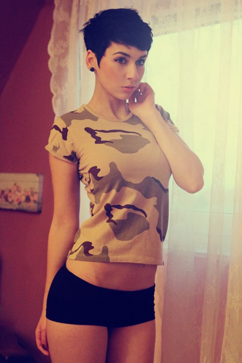 Short haircut big breasts